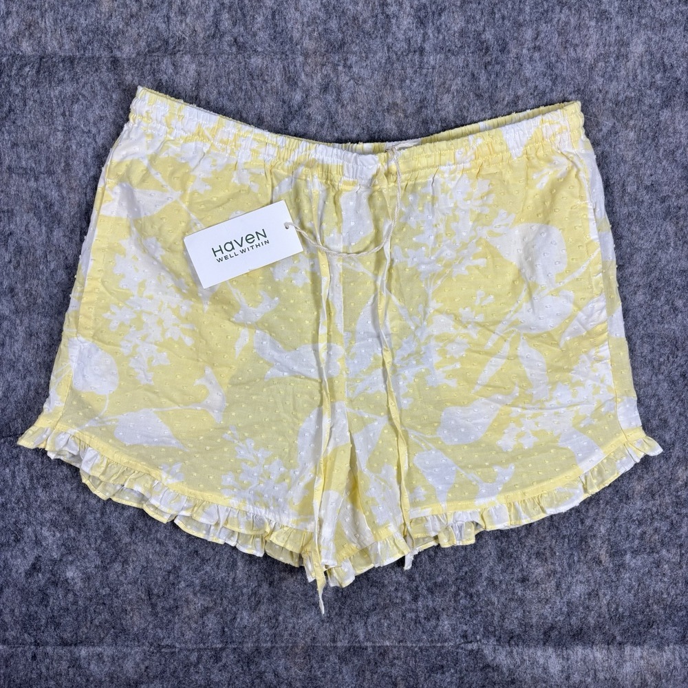 Haven Well‎ Within Shorts Women's Small Cotton Paisley Floral Yellow NWT